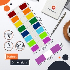 Tabsous Sticky Tabs for Books, Notebooks & Documents - Annotate, Mark Pages, Eco-Friendly Index Tabs & Page Flags for Organizing - Self Adhesive & Waterproof Note Pads in Transparent Color (1248 Tabs)