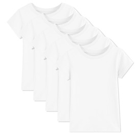 5 Pack Girls/Toddlers Cotton T-Shirts Crewneck Short Sleeve Summer Tops Kids Clothes Tees（2T-14Y） White