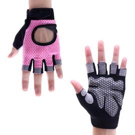 VICKEYWIN Breathable Workout Gloves for Women & Men Full Palm Protection Gym Gloves for Cycling | Fitness | Weightlifting | Pull-ups Deadlifting | Rowing(Pink-Short-S)