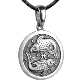 Pisces Zodiac Sign Pendant Necklace 925 Sterling Silver Horoscope Medallion Coin Choker Charm Constellation Astrology Jewelry for Women Men (Pisces (Feb 19 - Mar 20))
