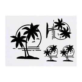 4 x 'Palm Trees & Sunset' Temporary Tattoos - Water Resistant, Skin-Safe, Non-Toxic Transfers, Mixed Sizes (TO00057436)
