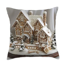 Modern Gingerbread House Kit Design Throw Pillow