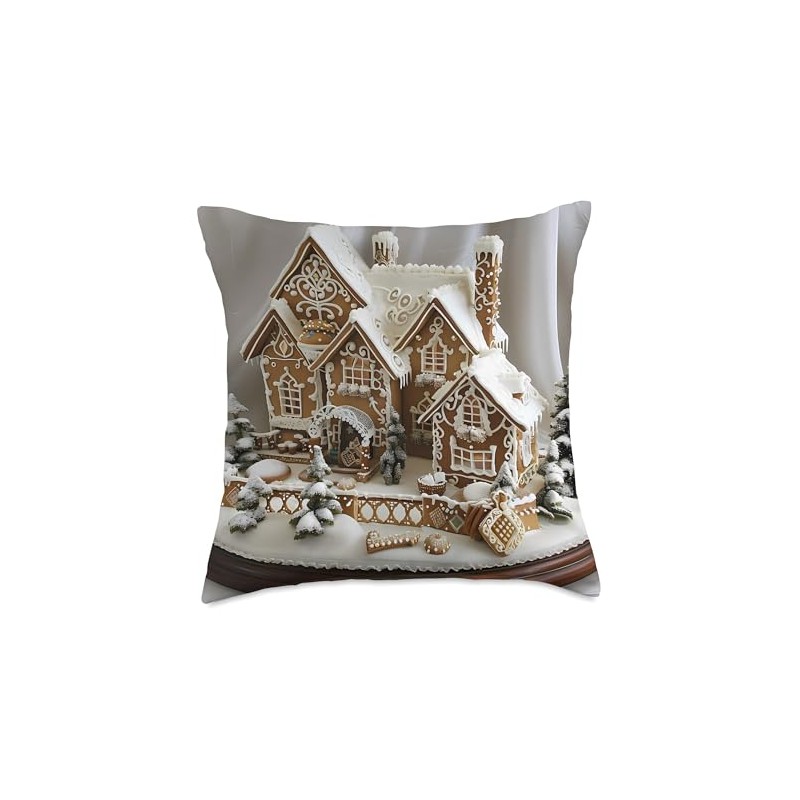 Modern Gingerbread House Kit Design Throw Pillow