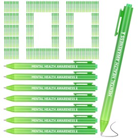 Jetec 100 Pcs Mental Health Awareness Ribbon Pens Bulk Black Ink Retractable Fine Tip Pens with Gradient Color Barrel Ballpoint Pens for Charity Volunteers Activity