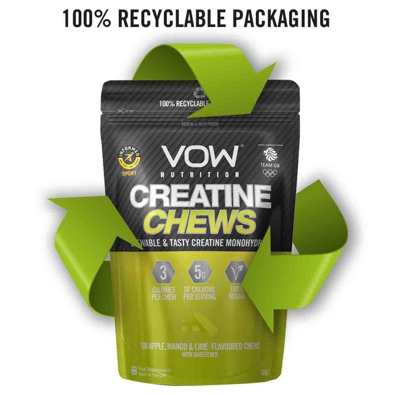 VOW Nutrition Creatine Chews,100 Flavoured Chews, Creatine Monohydrate, Convenient &