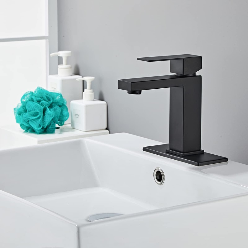Modern Matte Black Bathroom Faucet Single Hole， Single Handle Bathroom