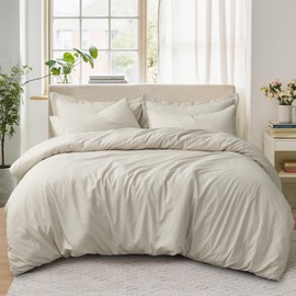 Tifschlaf Single Duvet Cover Set - Single Bedding Set Soft Brushed Microfiber with Zip Fastening, Quilt Bed Cover with 1 Pillowcase, Beige