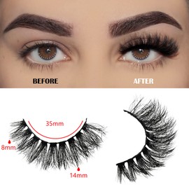 FARRED Wispy Lashes Fluffy False Eyelashes 14 Pairs Short Fake Mink Lashes Full Volume Faux Strips Lash Pack (F18 | 8-14 mm)