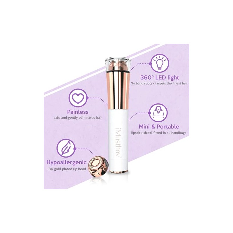 Depilación Facial para Mujer, Afeitadora Eléctrica Sin Dolor