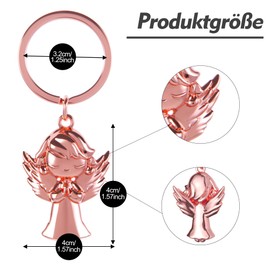 Goldziples Guardian Angel Keyring with Gift Box, Car Key Lucky Charm Made of Metal in Silver, as a Gift for Women, Men, Children, Driving Beginners (Silver), Short Hair Rose Gold