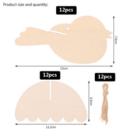 3D Wooden Bird Easter Pack of 12, Easter Crafts, DIY, Birds Wooden Craft Sets for Children, for Easter and Spring to Decorate