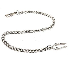 Yesmin 1 Pcs Metal Classic Silver Plated Pocket Watch Chain Key Chain 35CM(Silver)
