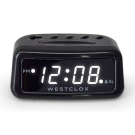 Westclox Westclox Digital LED Alarm Clock – Large Display, Electric with Battery Backup, Snooze Function, Dimmable Brightness, Compact for Home & Office (Black)