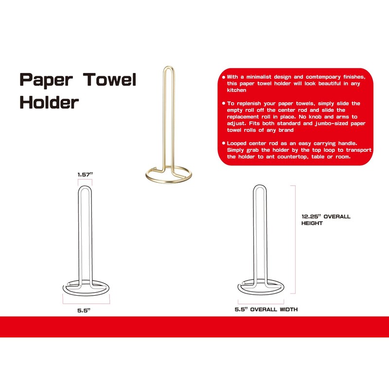 FitWell Paper Towel Holder for Kitchen Countertops, Bars & Dining