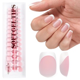Canvalite 180 Stück kurze, quadratische Nägel zum Aufdrücken – flexibel, vorlackiert, weiß, französische Spitze, Gelnägel, Nagelspitzen, keine Feile nötig, DIY-Maniküre, Geschenke für Frauen, Kleber