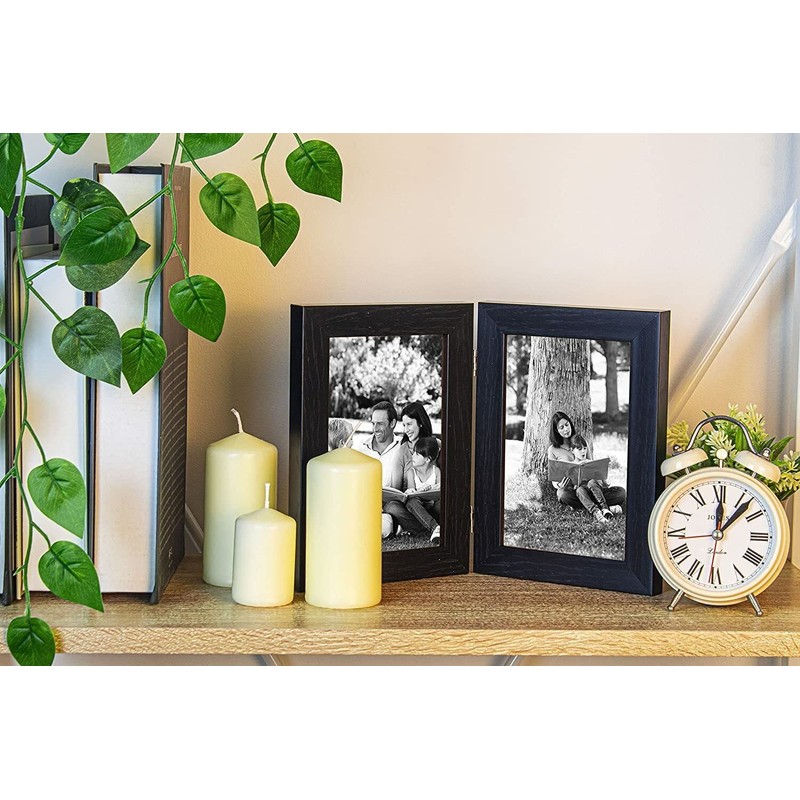 Clay Roberts Double Photo Picture Frame 4x6", Black, Holds 2