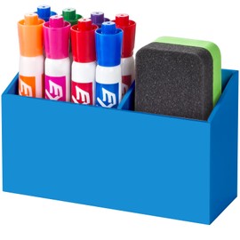 BEYGORM Magnetic Dry Erase Marker Holder for Whiteboard,Non-slip Acrylic Magnet Pen Holder for Fridge Refrigerator,Locker Organizer for Work,Locker Accessories,Pencil Cup for Desk(Blue)