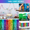 Bouiexye 2 Pack 29.5x108 Inch Foil Tinsel Fringe Table Skirts,