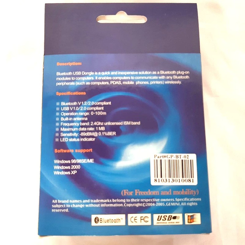 IVT Bluetooth USB DONGLE Bluetooth Plug in for Computers