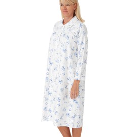 Marlon Womens Candace Brushed Cotton Printed Peter Pan Collar Nightgown, Tilly Blue, 20-22