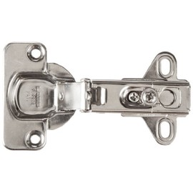 Sugatsune 304B-46/19 Stainless Steel 304 Free Swing Concealed Hinge with Mounting Plate, Polished Finish, 19mm Overlay, 100 Degrees Range of Motion
