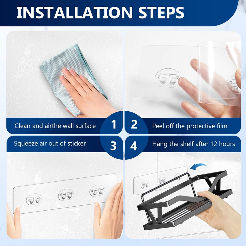 Shower Caddy Adhesive Replacement Stickers - 6 Pack No Drilling