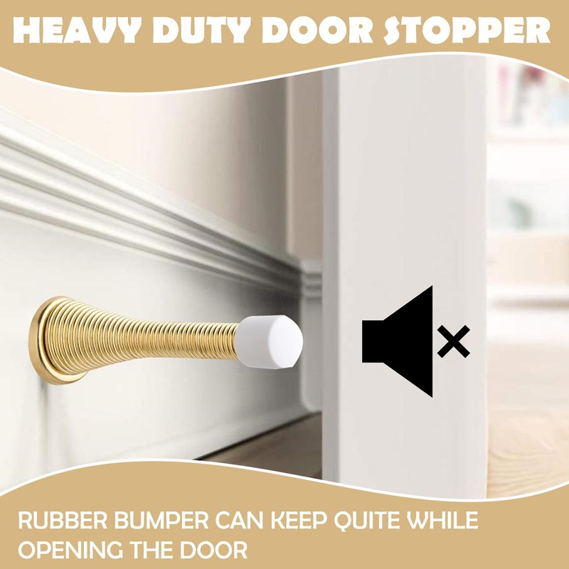 10 PCS - Spring Projection Door Stop in Brass for