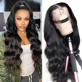 BIMKOS 20 inch 13x4 Body Wave Lace Front Wigs Human Hair for Women Brazilian 13x4 Body Wave Lace Frontal Wigs Pre-plucked Hairline with Baby Hair Natural Color