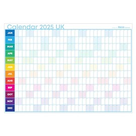 2025 Year Wall Planner 3 Sizes | Bigger than A1 | Bigger than A2 | XLL-Wide | Rainbow Design | Folded Delivery (Rainbow Portrait, Bigger than A2 (610mm x 430mm))