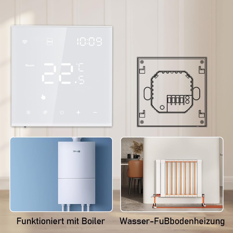 Irishom WiFi Thermostat with Water Underfloor Heating and Boiler Control,