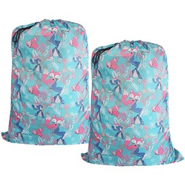 UniLiGis Washable Travel Laundry Bag with Drawstring (3 Pack), Large Dirty Clothes Bag Fit a Laundry Basket or Clothes Hamper, Enough to Hold 4 Loads of Laundry,26x39 inches Navy Blue 3