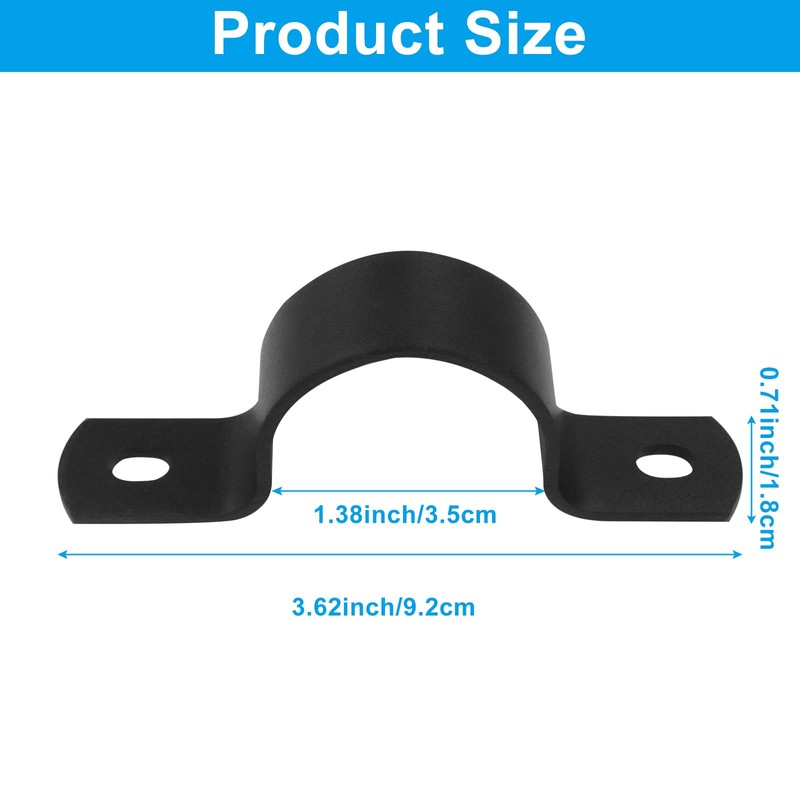 12Pcs Black Pipe Strap, 1 Inch Metal Pipe Clamp Rigid