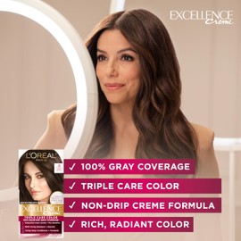 L'Oreal Paris Excellence Creme Permanent Hair Color, 5 Medium Brown, 100 percent Gray Coverage Hair Dye, Pack of 3