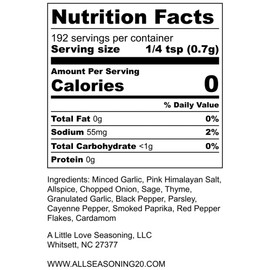 A Little Love Seasoning's, Healthy Herbs and Spices Blend, Vegan Seasoning Essentials for Cooking, Gluten Free, No Sugar, and No GMO, (Spicy Garlic, 4.3oz)