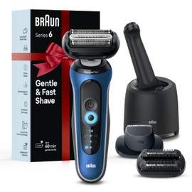 Braun Electric Shaver for Men, Series 6 6177cc, Wet & Dry Shave, Turbo & Gentle Shaving Modes, Foil Shaver, Blue, Holiday Gifts for Men