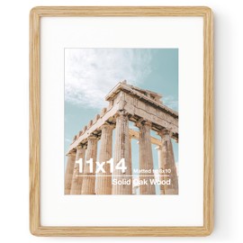 FLYJOE 11x14 Picture Frame | Solid Oak Wood 11x14 Picture Frame With Mat For 8x10 | 11x14 Poster Frame | Plexiglas And Hanging Hardware Included | 11 By 14 Picture Frame Wood (Natural Oak, 1 Pack)