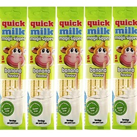 Quick Milk Banana 5 Bags of 5 Straws Magic Milk Straws Straws