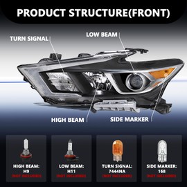 Aosky Halogen Headlights Compatible with 2016-2018 Nissan Maxima S SL SV Projector Head Lights Lamps Replacement Left Driver Side