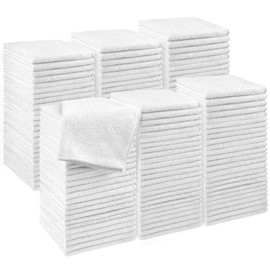 Orighty Wash Cloths Bulk Towels Set 200 Pack, Highly Absorbent and Soft Feel Microfiber Face Cloths, Multi-Purpose White Washcloths & Hand Towels for Bathroom, Hotel, Spa, and Gym, 12x12 Inch