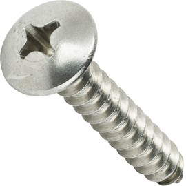 #12 x 2" Truss Head Sheet Metal Screws, Stainless Steel 18-8, Full Thread, Bright Finish, Self-Tapping, Quantity 100 by Fastenere