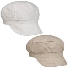 Lipodo Reversible Linen Cap Women - Peaked caps Flat hat Summer with Peak Spring-Summer - M (57-58 cm) White