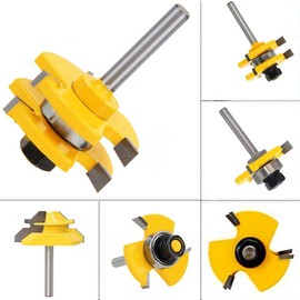 Tongue and Groove Router Bit Tool Set with Adjustable 1/4 Inch Shank T Shape Wood Milling with 45 Degree Lock Miter Router Bit 3/4 Inch Stock Joint Router Bit for Wood Drawer, Window, Cupboard