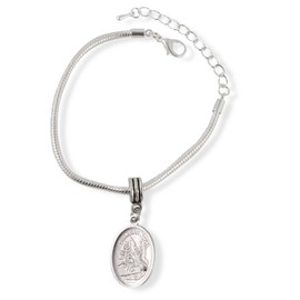 Saint Michael Bracelet | Women Men Archangel Medal with Protection Gift for Men and Women Silver Plated Bracelet Adjustable Religious Jewelry, Stainless Steel