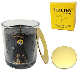 Black Santa Muerte Candle 59 Hours│Natural Soy Wax│Negative Energy Cleansing, Break Curses Hex Breaking, Ancient Protection, Spiritual Defense, Witchcraft Ritual, Brujeria│Design in Mexico City