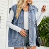 PAODIKUAI Women's Denim Vest Mid Long Jean Vest Sleeveless Jackets