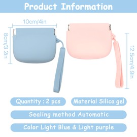 2 pcs Silicone Dog Treat Pouch Portable Pet Snack Pouch for Dog and Cat, Auto Closure, with Pet Training Clicker, Pocket Size,Easy to Clean,Odorless for Pet Travel Use (Light Blue and Pink)