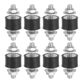 PATIKIL 10x15mm Rubber Studs Shock Absorber, 8 Pcs M6 Rubber Isolator Mounts Cylindrical Anti-Vibration Isolator Mounts with Nuts for Garage Motor Air Compressors Engines (VV Type)
