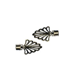 Liedeco End Piece for Curtain Rods Country House Design Diameter 16 mm Pack of 2 Antique Brass