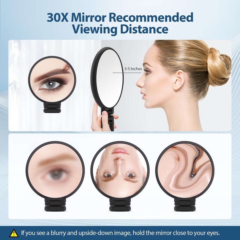B Beauty Planet 30X Magnifying Mirror, Hand Mirror with Handle,