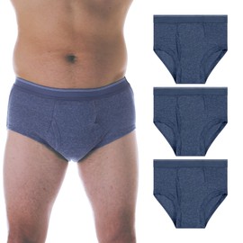 Wearever Incontinence Underwear for Men - Reusable & Washable Men's Bladder Control Briefs with Maximum Absorbency - Leak Proof Underwear 600 ml (Pack of 3) (Gray) (1X) (Waist 42-44)